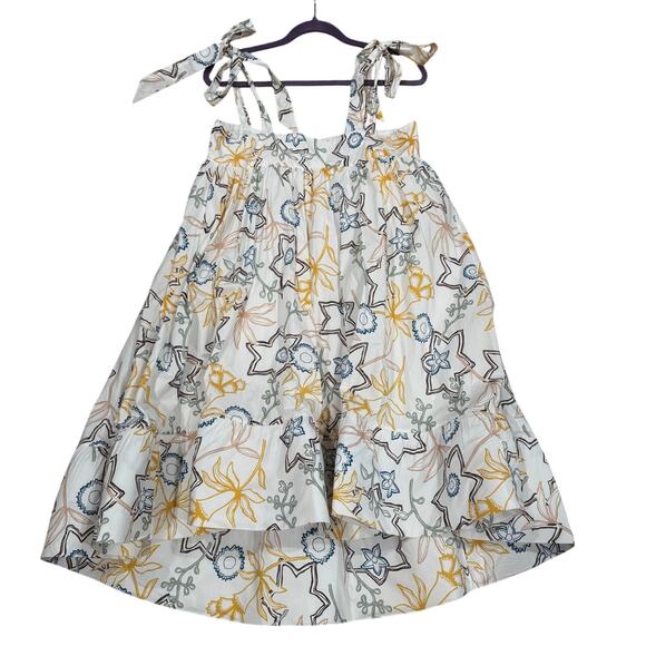 Silvia Tcherassi Calantha slip on Dress Size M Floral Cotton Shift Ruffle Hem - Picture 12 of 13